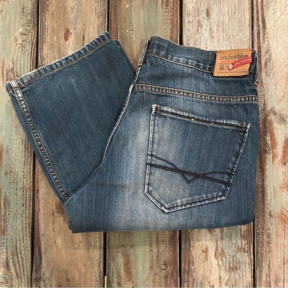 Anchor Blue 34x30 Jeans Mens Straight Leg Logo Y2K Style Hip Hop 100% Cotton